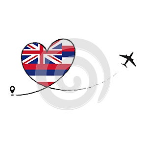 Flag Hawaii Love Romantic travel Airplane air plane Aircraft Aeroplane flying fly jet airline line path vector fun funny