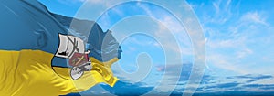 flag of Historic peoples Bessarabia Germans at cloudy sky background, panoramic view. flag representing ethnic group or culture,