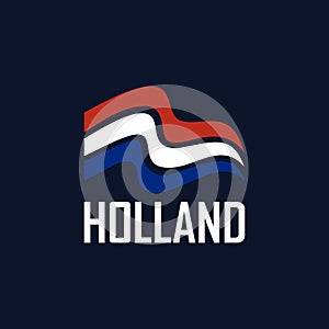 Flag Holland Nationality Ribbon Abstract Modern Logo