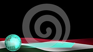 Flag of Hungary and holographic globe