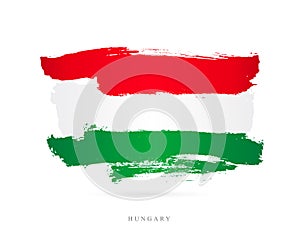 Flag of Hungary. Brush strokes photo