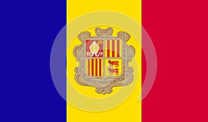 flag of Ibero Romance peoples Andorrans. flag representing ethnic group or culture, regional authorities. no flagpole. Plane