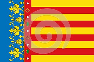 flag of Ibero Romance peoples Valencians. flag representing ethnic group or culture, regional authorities. no flagpole. Plane photo