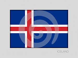 Flag of Iceland. National Ensign Aspect Ratio 2 to 3 on Gray