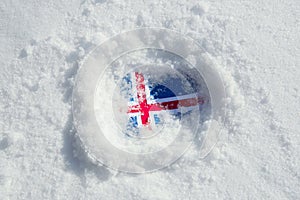 Flag of Iceland in the snow