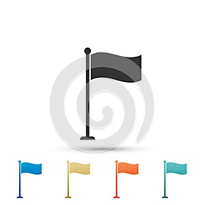 Flag icon isolated on white background. Location marker symbol. Set elements in colored icons