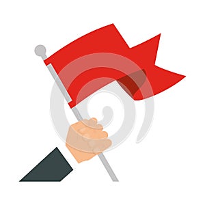 Flag icon. Red ribbon design. Vector graphic