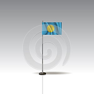 Flag Illustration of the country of PALAU. National PALAU flag isolated on gray background. Vector. EPS10