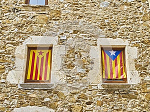Flag of independence movement of Catalonia, called Estelada. Cat photo