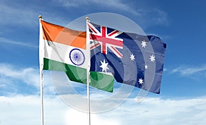 Flag of India and Australia, Fed waving flag with textured background