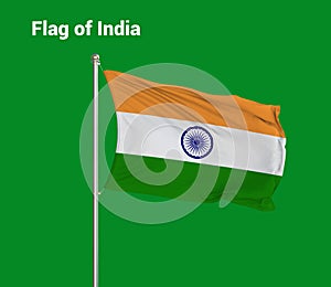 Flag of India, India Flag, National symbol of India country. Pole flag of India