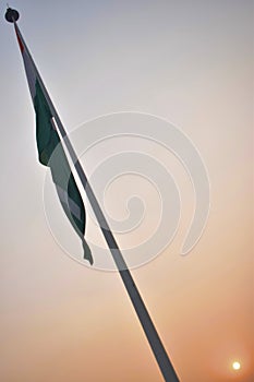 Flag of India in a park in the center of Delhi city photo