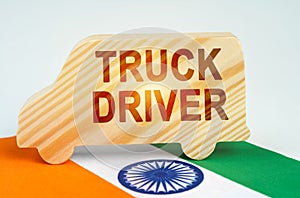 On the flag of India there is a truck with the inscription - Truck driver