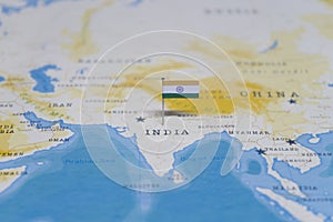 The Flag of india in the world map