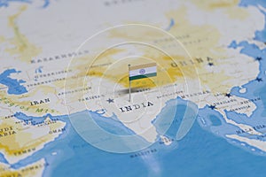 The Flag of india in the world map