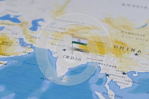 The Flag of india in the world map