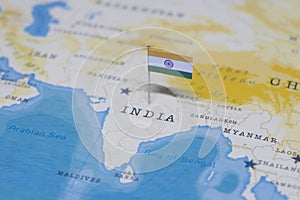 The flag of india in the world map