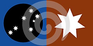 flag of Indigenous Australian peoples Anangu. flag representing ethnic group or culture, regional authorities. no flagpole. Plane photo