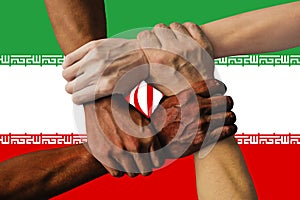 Flag of Iran, intergration of a multicultural group of young people