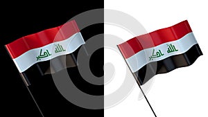 Flag of iran on white and black backgrounds