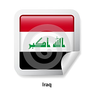 Flag of Iraq. Round glossy sticker