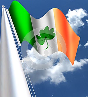 The flag of Ireland flag with el trÃ©bol para el dÃ­a de St Patrick.