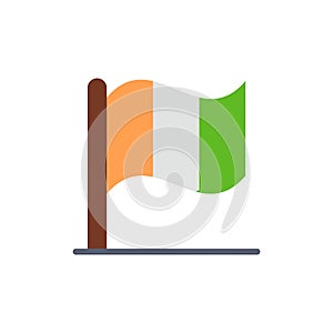 Flag, Ireland, Irish  Flat Color Icon. Vector icon banner Template