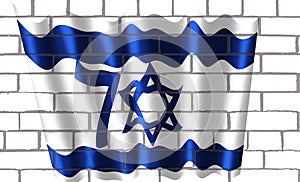 Bendera Israel 70 aÃÂ±os en pared de labrillos photo