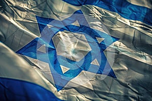Flag of Israel in Jerusalem. Israeli national colors