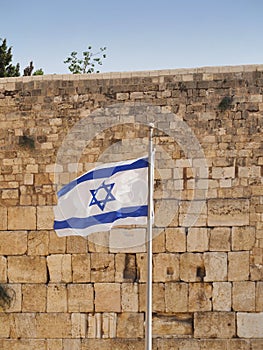 The Flag of Israel at Western Wall, Jerusalem