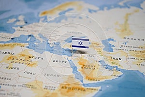 The Flag of israel in the world map