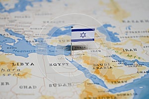 The Flag of israel in the world map