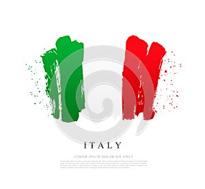 Flag of Italy. Independence Day. Brush strokes drawn by hand