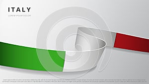 Flag of Italy. Realistic wavy ribbon with italian flag colors. Graphic and web design template. National symbol