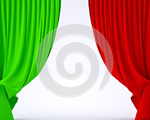 Flag of Italy on a theater silk curtain