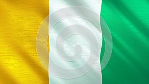 The flag of Ivory Coast. Shining silk flag of Ivory Coast. High quality render. 3D illustration