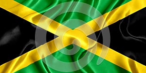 Flag of Jamaica silk close-up