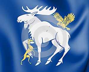Flag of Jamtland county, Sweden. 3D Illustration