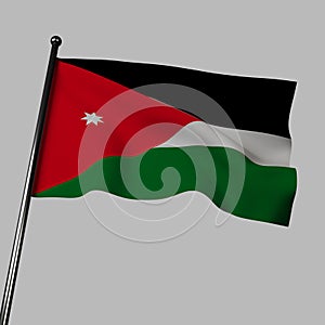 The flag of Jordan waves in the wind. 3d rendering, isolated image. photo