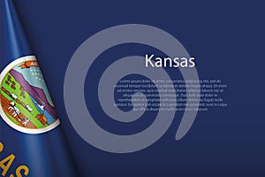 flag Kansas, state of United States, isolated on background with copyspace