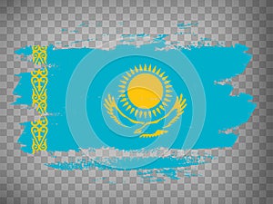 Flag of Kazakhstan brush stroke background. Flag Republic of Kazakhstan on transparent background