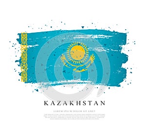 Flag of Kazakhstan. Brush strokes drawn by hand