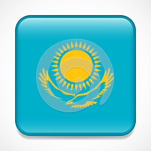 Flag of Kazakhstan. Square glossy badge