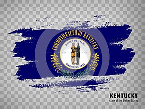 Flag of Kentucky from brush strokes. United States of America.  Flag Kentucky with title on transparent background