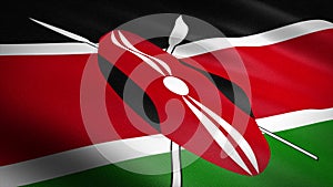 Flag of Kenya. Realistic waving flag 3D render illustration with highly detailed fabric texture.