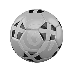 Flag of Kernow - Cornwallon on soccer ball on white background, 3D render
