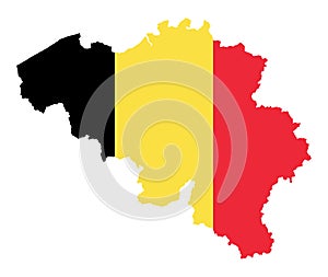 Flag of the kingdom of Belgium in country silhouette