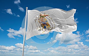 flag of Kingdom of the Two Sicilies 1816, Europe at cloudy sky b