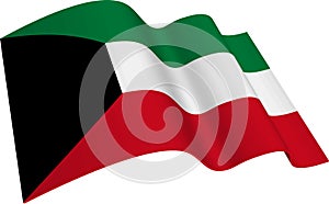 Flag Kuwait KW 3d rendering realistic vector illustration on a white background