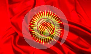 The Flag of Kyrgystan Rippled